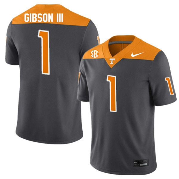 Men #1 Rickey Gibson III Tennessee Volunteers College Football Jerseys Stitched-Anthracite